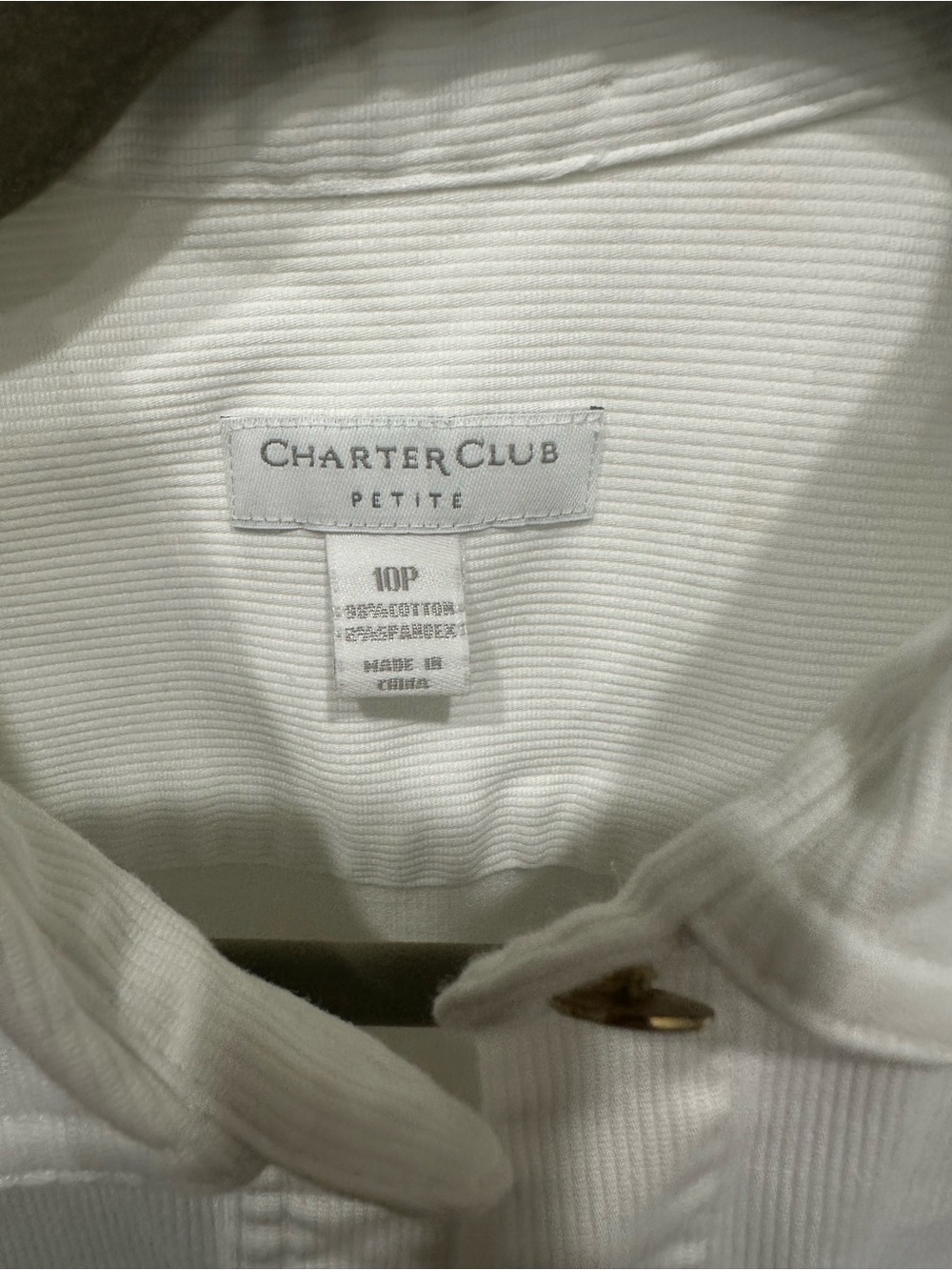 Charter Club White Ribbed Button-Front Jacket - Picture 2 of 6
